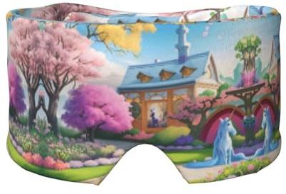 Einhorn-Märchenmotiv, bedruckte Schlafmasken (67 x 12 cm), geeignet für Reisen, Yoga, tiefe Erholung drinnen und draußen