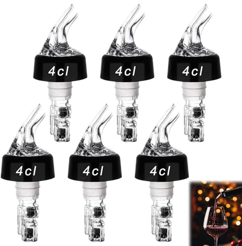 VPAFPEKG Bouchon Doseur Alcool 4cl, 6 Pièces Bec Verseur pour Bouteilles, Becs à Liqueur, Becs Verseurs Alcool, Dosage pour Whisky Ricard Vin Schnaps Cocktails et l'huile, Doseur Liquide Précis