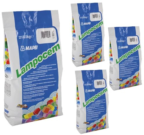 MAPEI Kit 4 Sacchi Lampocem 5 Kg, Legante Idraulico a Presa Rapida per Fissaggi, Grigio