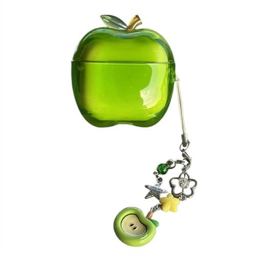 Fruit Case Custodia trasparente in gomma morbida TPU rosso verde a forma di design per AirPods Pro 3 carino custodia protettiva unica con dettagli realistici The for Christmas (verde)