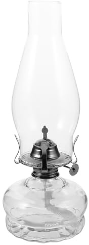 CATIEBYE Lámpara de Petróleo de Vidrio Retro para Salón Quinqué de Aceite Vintage Decorativo para Mesa y Ambiente Cálido Hogar Cocina y Boda