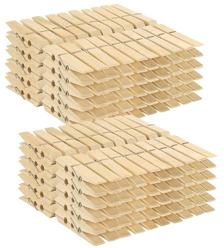 SEUNMUK 200 PCS Bamboo Pegs, 7.1cm Wooden Washing Pegs with Firm Grip Bamboo Clothes Pegs for Washing Line and Home Decoration