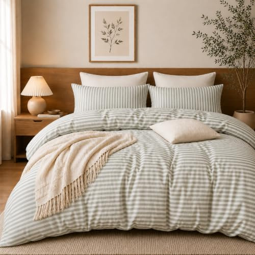 Grace Oxford Stripe Double Duvet Set Premium Microfiber Duvet Cover Double Ultrasoft Hypoallergenic Reversible Double Duvet Cover With Zipper Closure