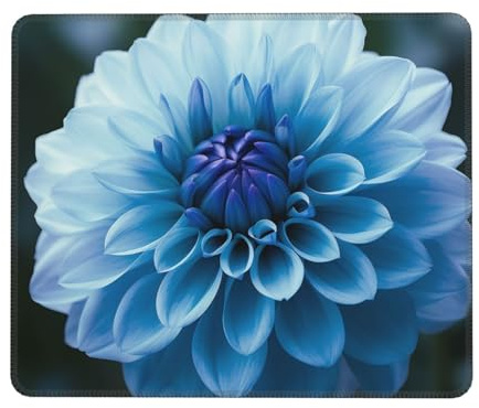 Tapis De Souris Imprimé De Fleurs De Dahlia Bleu 25X30Cm Portable Tapis Souris Douce Mouse Pad pour Pc Ordinateur