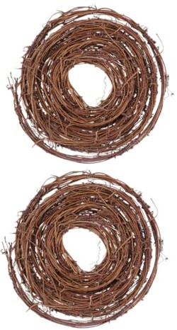 DECORNIJIA Lot de 2 Guirlandes en Rotin Naturel 4,6 M pour Décoration Noël, Vigne Suspendue Artisanale, Bricolage DIY, Couronne de Rotin Soi-même, Décoration Murale Rustique, Déco Fenêtre