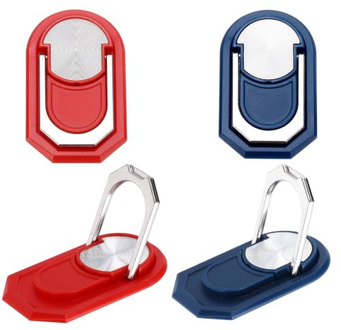 PATIKIL 4PCS Phone Ring Holder, Cellphone Ring Holder Finger Grip Stand 360 Rotation with Adhesive Backing Kickstand for Back of Phone Tablet Car Mount, Red Blue
