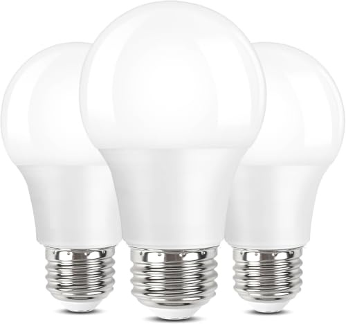 IBISTORA LED ES Light Bulbs 60 Watt Equivalent, 9W 800 Lumens Non-Dimmable, E27 Standard Medium Base, 10000 Hour Lifetime Energy Saver Lightbulb [3-Pack] (Daylight White)