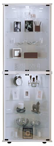 VCM Glasvitrine stehend | Vitrine Glas mit ESG-Sicherheitsglas| Maße ca. H. 176 x B. 67 x T. 23 cm | Standvitrine Glas | Modern und platzsparend | Glas Vitrinenschrank – Vecko XL Weiß