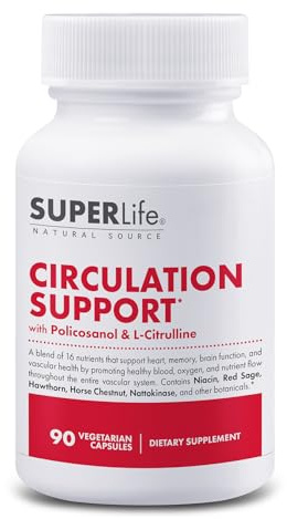 Circulation Support - with Hawthorn Berry, Ginkgo Biloba, Butcher's Broom, Horse Chestnut, L-Arginine & Ginger Root | Promotes Healthy Blood, Oxygen & Nutrient Flow | Supplement - 90 Capsules