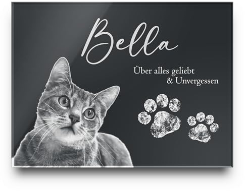 Tier-Grabstein Gedenkstein aus hochwertigem Hochglanz Acrylglas (bruchsicher/wetterfest) Grabplatte mit Gravur/Fotogravur 40x30 cm Gedenktafel für Haustiere Hunde Hund Katze Hase Kaninchen
