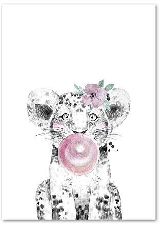 LCSLDW Leinwanddruck Tier Nordic Poster Und Drucke Wandkunst Drucken Leinwand Malerei Baby Wandbilder Für Kinderzimmer, Home Decoration, 15X20Cm No Frame