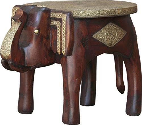 GURU SHOP Vintage Hocker, Blumenbank in Elefantenform - Braun, 35x46x34 cm