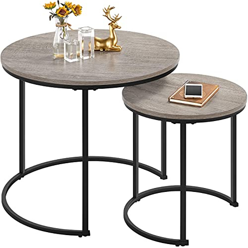 Yaheetech Juego de 2 Mesa de Centro Redonda Anidable