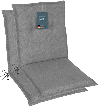 LILENO HOME Gartenstuhl Auflagen als [2er Set - Niedriglehner] in Hellgrau | bequeme Liegen als Sitzauflagen für Gartenmöbel - Stuhlkissen für Gartenstühle und Klappstühle