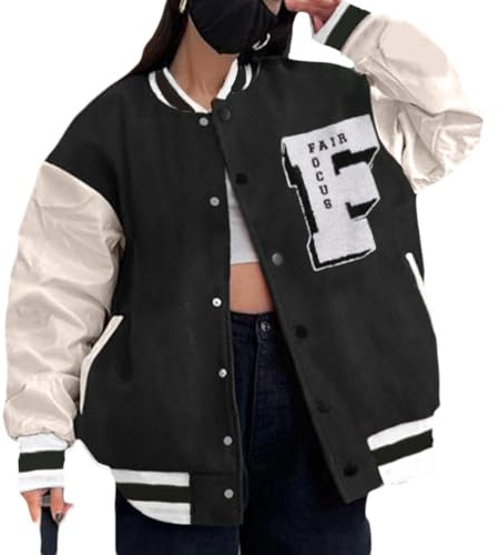 ORANDESIGNE Damen Baseball Jacke Herren Vintage College Jacke mit Knöpfen Sweatjacke Y2K Fashion 90er Aestethic Teenager Mädchen Frühling Herbst Übergangsjacke