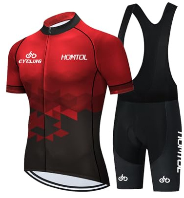 HOMTOL Radtrikot Set Herren Langarm Kurzarm Fahrradbekleidung Fahrradtrikot Triathlon Anzug Herren Fahrrad Trikots Atmungsaktiv Elastische Schnell Trocknend Trikot Radfahren MTB