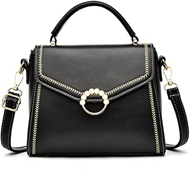 NICOLE & DORIS Handtasche Damen Crossbody Klein Umhängetasche Elegant Schultertasche Frauen Kuriertaschen Perlen Tasche PU Leder Abendtasche Schwarz