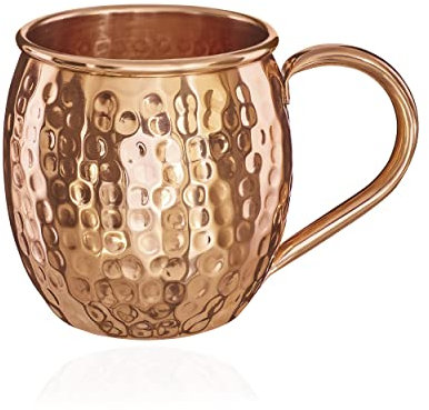 NKlaus Taza de cobre 140 g, 100% Ayuverda, taza ovalada de cobre Moscow Mule, 500 ml, 11261