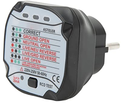 BSIDE AST01ER Plug Power Tester Ground Line Polarity Measurement Test Electrical Test Appliance Socket Tester EU Plug 220V-250V