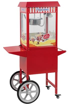 Palomitera con Carrito 1350 W | Máquina de Palomitas | Palomitera con carrito, olla extraíble e iluminación. Ideal para fiestas, eventos, negocios y uso doméstico.