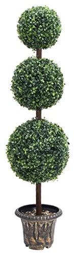vidaXL Pianta di Bosso Artificiale a Sfera con Vaso Verde 118 cm