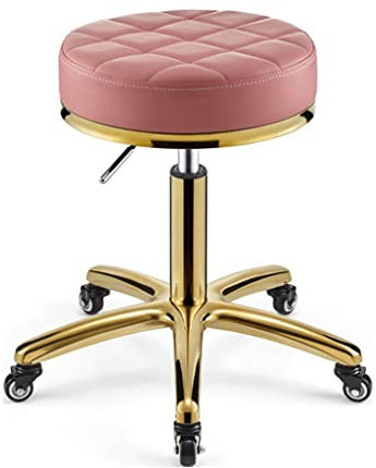 WAEYZ Rollender Garagenstuhl, Verstellbarer 17.3~23.2 Hoher Hocker mit Rädern, Weicher Drehbarer Werkbankhocker, 360 Grad Drehbarer Autowerkstattstuhl (Color : Pink)