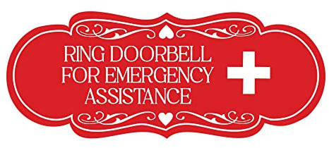 Signs ByLITA Designer Ring Doorbell for Emergency Assistance Sign (Navy Blue/White) - Large