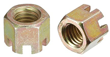 sourcing map 10Stk M12x1.75mm Sechseck Geschlitzt Mutter Grad 8 Karbonstahl Sechskant Schloss Muttern Zinkfarbe