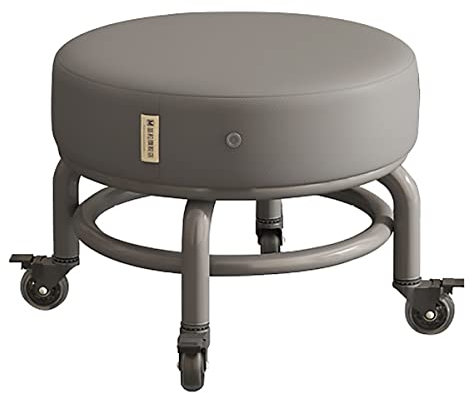 Hocker Stuhl Niedriger Rollhocker mit Rädern und Bremsen, verdicktes Schwammkissen, 11,8 Zoll Höhe, strapazierfähig, robust für Garage, Gartenarbeit, Zuhause, tägliche Party, Grau (Grau) The New