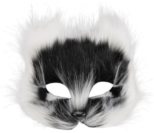 ABOOFAN Halloween Fuchs Halbgesichtsmaske Mit Realistischem Pelzdesign Elastisches Band Für Kostümparty Maskerade Cosplay 7.5 Zoll Größe
