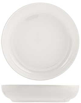 H&H Stoccolma Set 12 Piatti Fondi, Stoneware, Bianco, 22cm