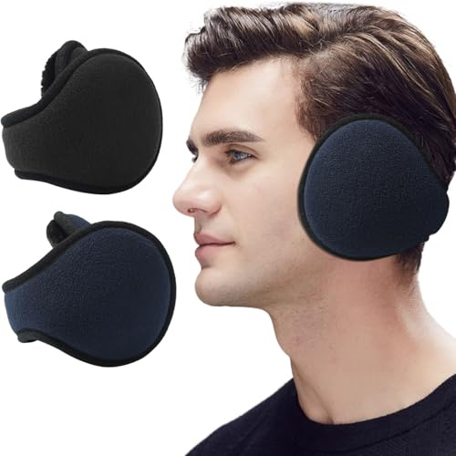 Dwenarry Winter Warm Earmuffs Unisex Foldable Ear Muffs Adjustable Ear Warmer for Men Women Cold Weather 2 Pack