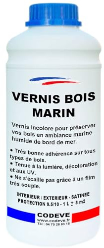 Vernis Marin - Codeve Bois - 1L - Intérieur/extérieur - Pour La Protection De Votre Bois En Atmosphère Marine De Bord De Mer.