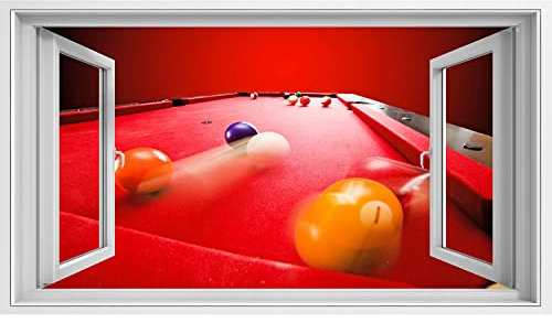 islandburner Prime Bild auf Leinwand Fensterblick Billard Poolspiel bei dem die Farbkugel Bilder Wandbilder Poster