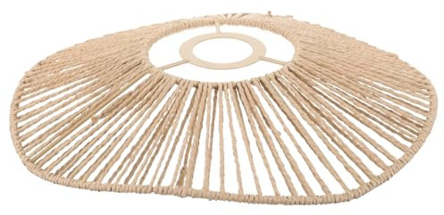 BESTonZON Vintage Lampenschirm Aus Geflochtenem Papierseil Runder Deckenlampenschirm Fassung Handgewebter Boho Stil Für Wohnzimmer Esszimmer Und Restaurantbeleuchtung
