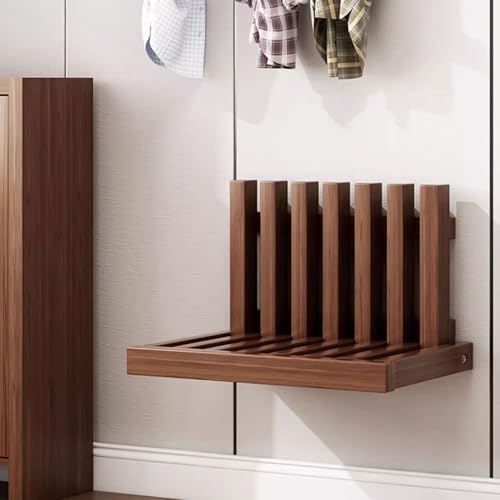 POPHOP Invisible para Cambiar Zapatos de Entrada, Silla Plegable de Pared Taburete Diseño de Apertura y Cierre a 90 Banco de Asiento de Ducha de Madera Maciza, Taburete de Ducha Que Ahorra Espacio
