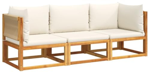 vidaXL 3-TLG. Gartensofa-Set mit Kissen Holz Akazie & Seil