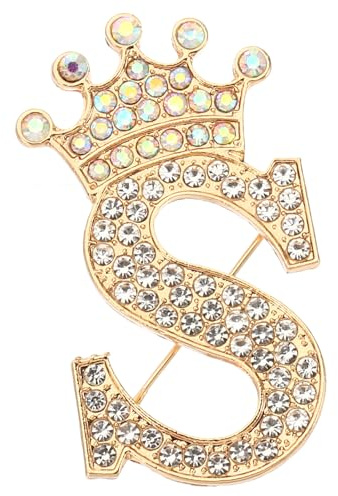 PATIKIL Brief Broschen Pins, Initial Strass Alphabet Brief Reversnadeln für Damenanzüge, Kleider, Mäntel, Kleidung, Handwerk,