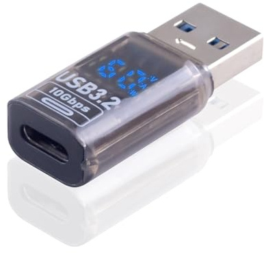 Maxhood USB-C Female to USB Male Adapter 10Gbps, 1pack USB C to USB A Adapter with LED Digital Display, Transparent Type C to USB 3.2 Type A Charger Converter Compatible for Macbook, Smartphone