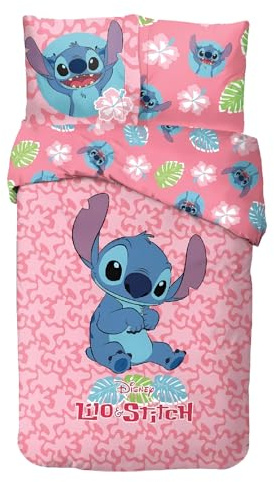arlis Parure de Lit Stitch pour Enfant, Housse de Couette Réversible 140x200 cm, Taie d'oreiller 63x63 cm, 100% Coton (Parure de lit Stitch - A, 140 X 200 Cm)