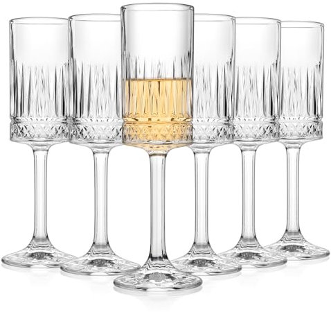 Cambareign Sektgläser 6er Set, 200ml Kristall Champagner Gläser, Bleifreie Quadratisch Sektgläser Glas, Geschenk für Geburtstag, Hochzeit, Jahrestag