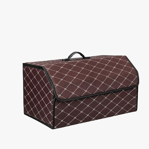 FGAITH Leder Auto Kofferraum Aufbewahrungsbox für Peugeot Rifter, Auto Kofferraum Organizer Faltbare Autotasche kofferraumtasche Werkzeugtasche Auto Zubehör,A/Brown-beige