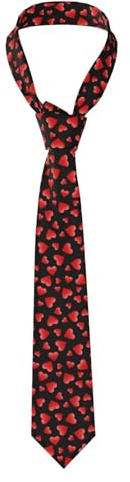Hceaatb Herren-Krawatte mit rotem Herz, Unisex, Satin, bedruckt, dünne Krawatten für Business, Hochzeiten, Bälle, Partys, Abschlussfeiern