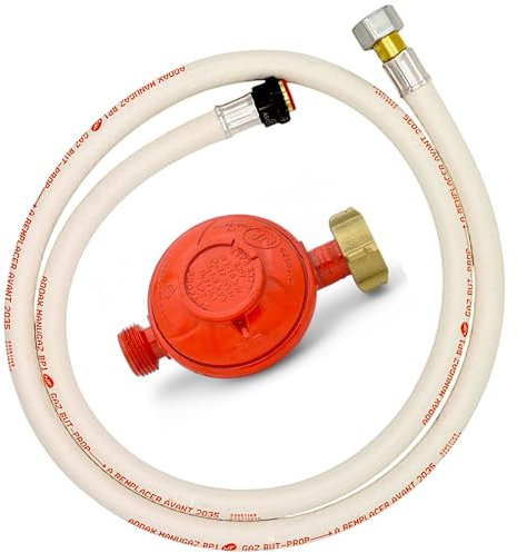 Générique kit detendeur Propane 37 mbar + Tuyau Flexible Butane/Propane 1,50m