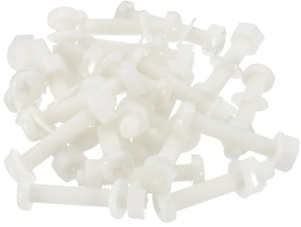 PATIKIL Tornillos De Nylon Blancos M8x45mm Con Tuercas De Plástico Juego Completo De Rosca Para Proyectos De Sujeción Industriales Y Domésticos 24 Juegos