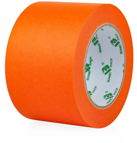 BOMEI PACK Orange Kreppband 75mm x 50m - Malerband Für Abdeck- & Malerarbeiten - Universell einsetzbar Abklebeband/Malerkrepp