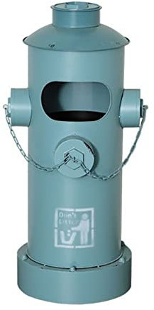 SDA287MZ Mülleimer für draußen Hydranten-Mülleimer im Industriestil, kreativer Retro-Mülleimer, großes Fassungsvermögen, schmiedeeiserner Mülleimer for den Innen- und Außenbereich Abfalleimer(Blue)
