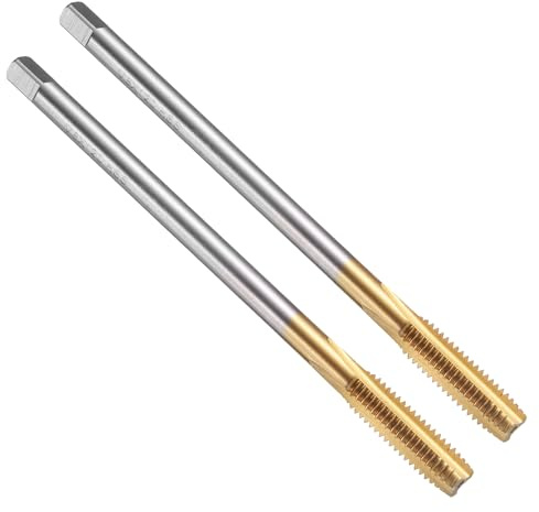 sourcing map 2pcs Straight Flute Thread Taps, M8 x 1.25 120mm Extra Long Metric Titanium Coated Screw Threading Tapping Tools Thread Milling Machine Taps, High-Speed Steel 6542 (HSS 6542)