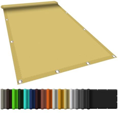 Voile d'ombrage Étanche 270 x 450 cm Bloque 98% Rayons UV Filet Dombrage Rectangle avec Corde Libre et Oeillets Voile Solaire Shade Net pour Patio Terrasse Extérieur, Jaune Sable