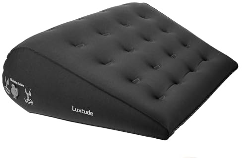 Luxtude Aufblasbares Keilkissen für Reisen, Zuhause, dreieckiges Bettkeilkissen zum Sitzen, Knie-Bein-Hochlagerungskissen, tragbares aufblasbares Keilkissen zum Schlafen, Lesen, Rückenstütze (schwarz)
